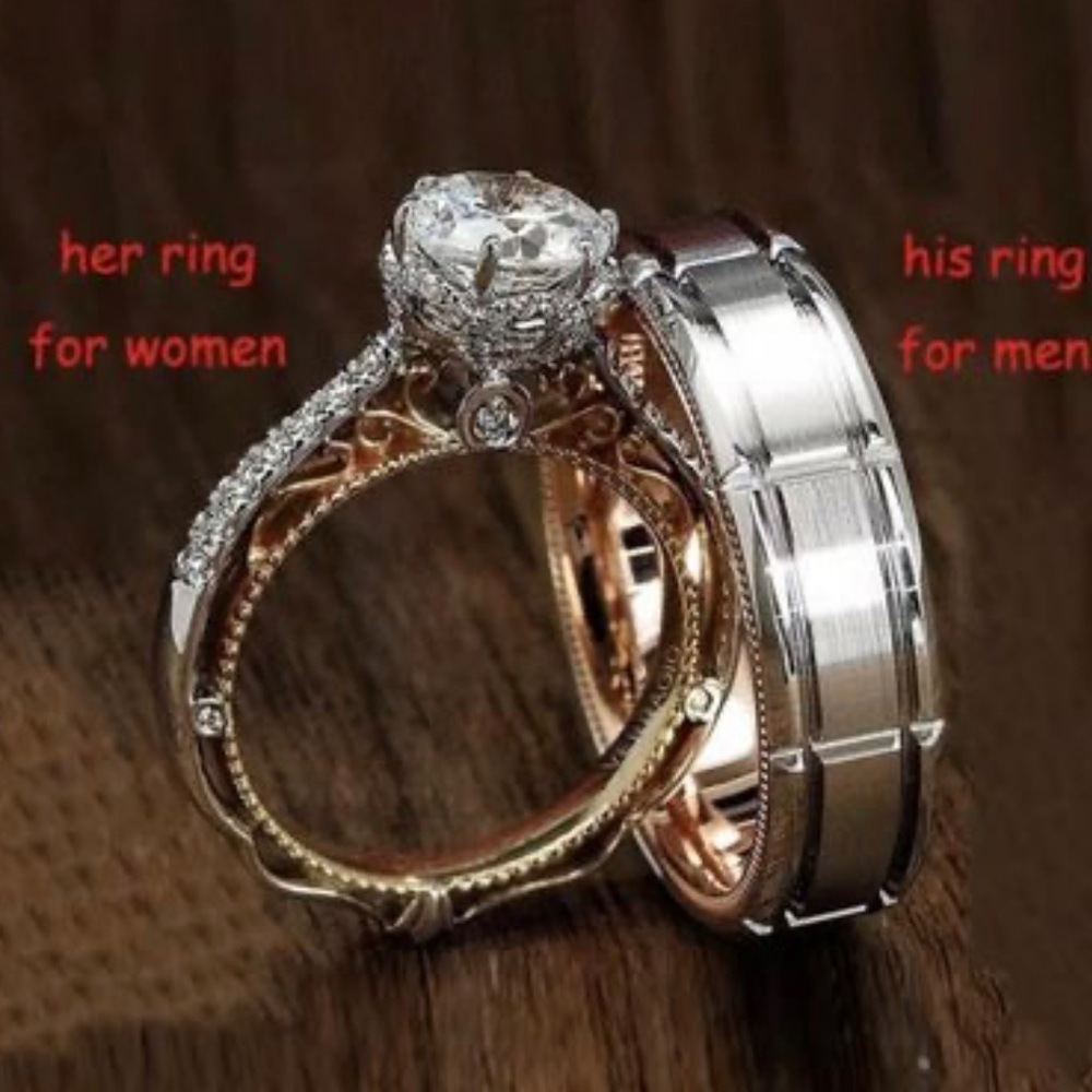 WEDDING ENGAGEMENT COUPLES RING SET NEW GIFT BOXED